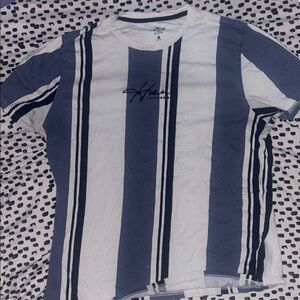 Hollister Blue and White Striped Short Sleeve Tee